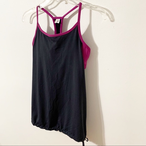 Fabletics Norwalk Built-In Bra Athletic Racerback Workout Top Strappy Tie at Hem - Picture 4 of 12